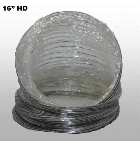 Heavy Duty Wire Reinforced Mylar Flex Ducting 16” x 25’HD (Per Section)