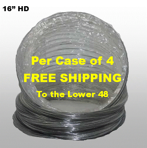 Heavy Duty Wire Reinforced Mylar Flex Ducting 16” x 25’HD (Per Case)