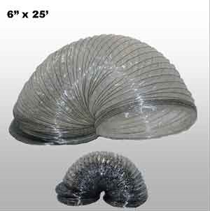 Wire Reinforced Mylar Flex Ducting 6” x 25’ (Per Section)